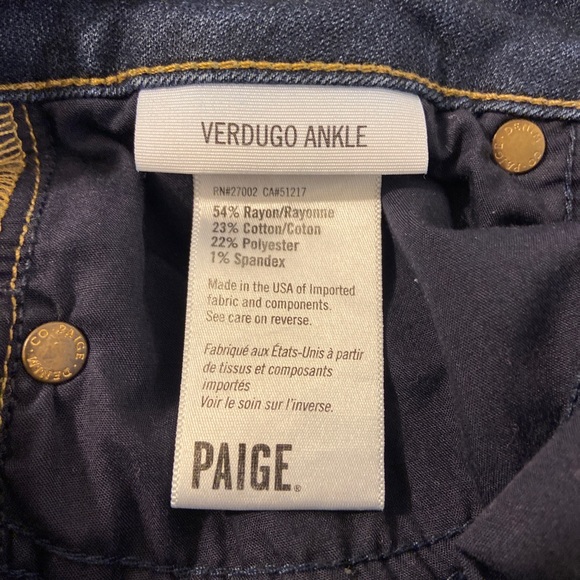 Paige Verdugo Ankle Hartmann Dark Wash Denim Blue Jeans Women’s 26x27 - Picture 6 of 8